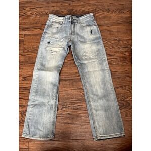 Boys Flypaper Jeans Size 14 Straight Cut Light Denim Distressed